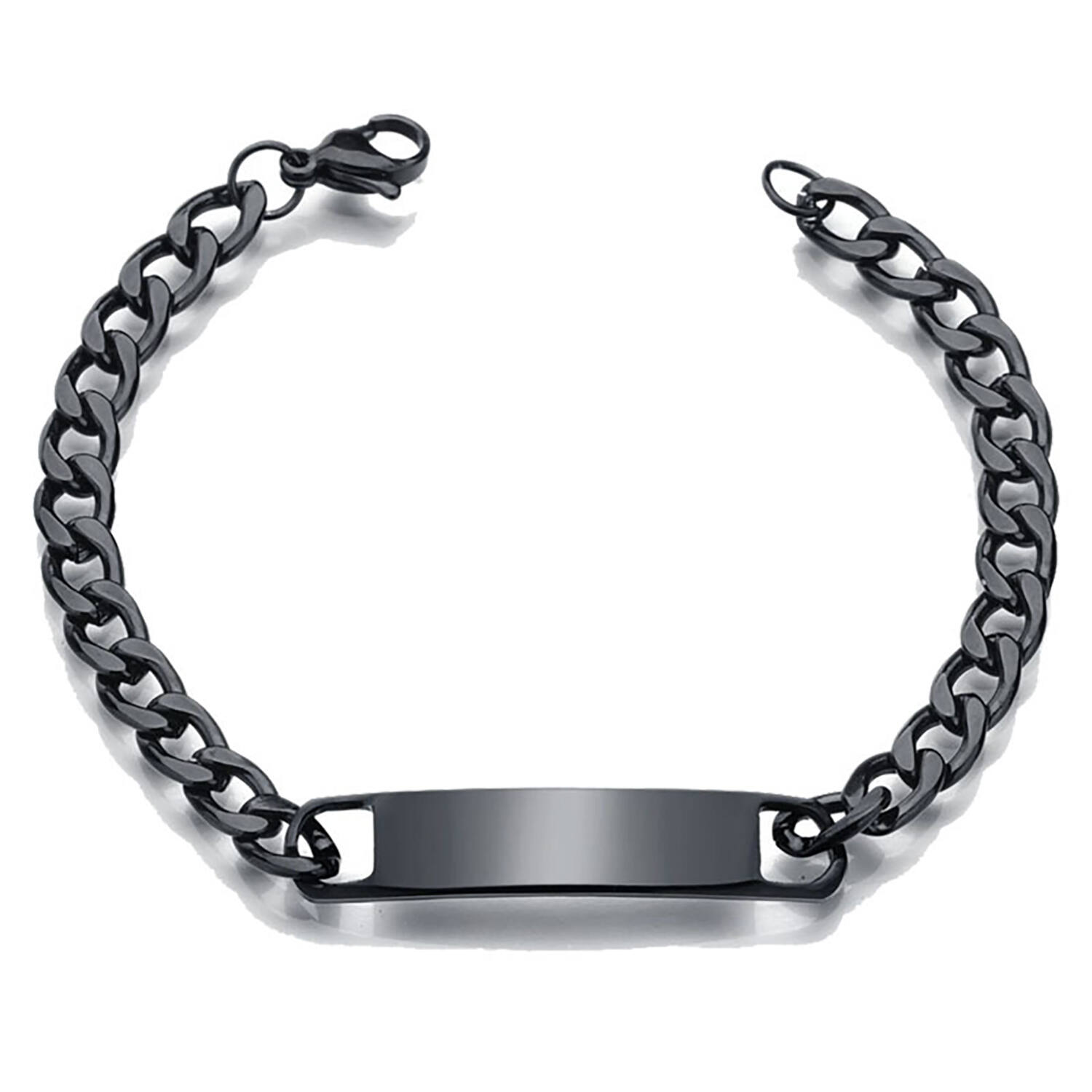 Luxurman Men's Black Diamond Cuban Link Bracelet in Sterling Silver 8mm  Wide 407160